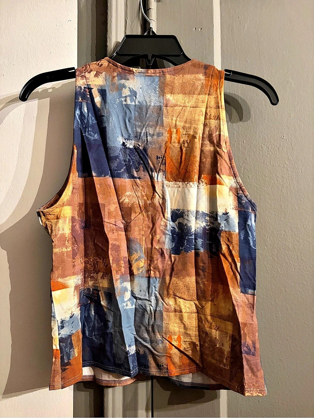 Reformation Abstract Sleeveless Blouse in Orange & Blue Size L